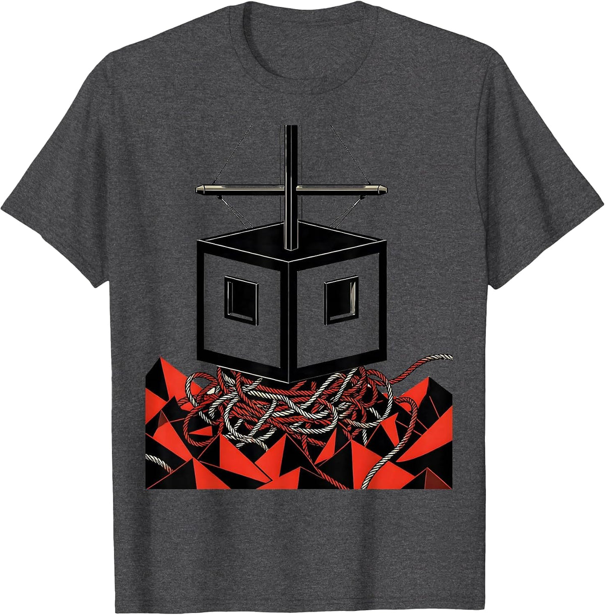 Men's Geometric Wheelhouse Nautical Captain Humor T-Shirt - Dark Heather Grey