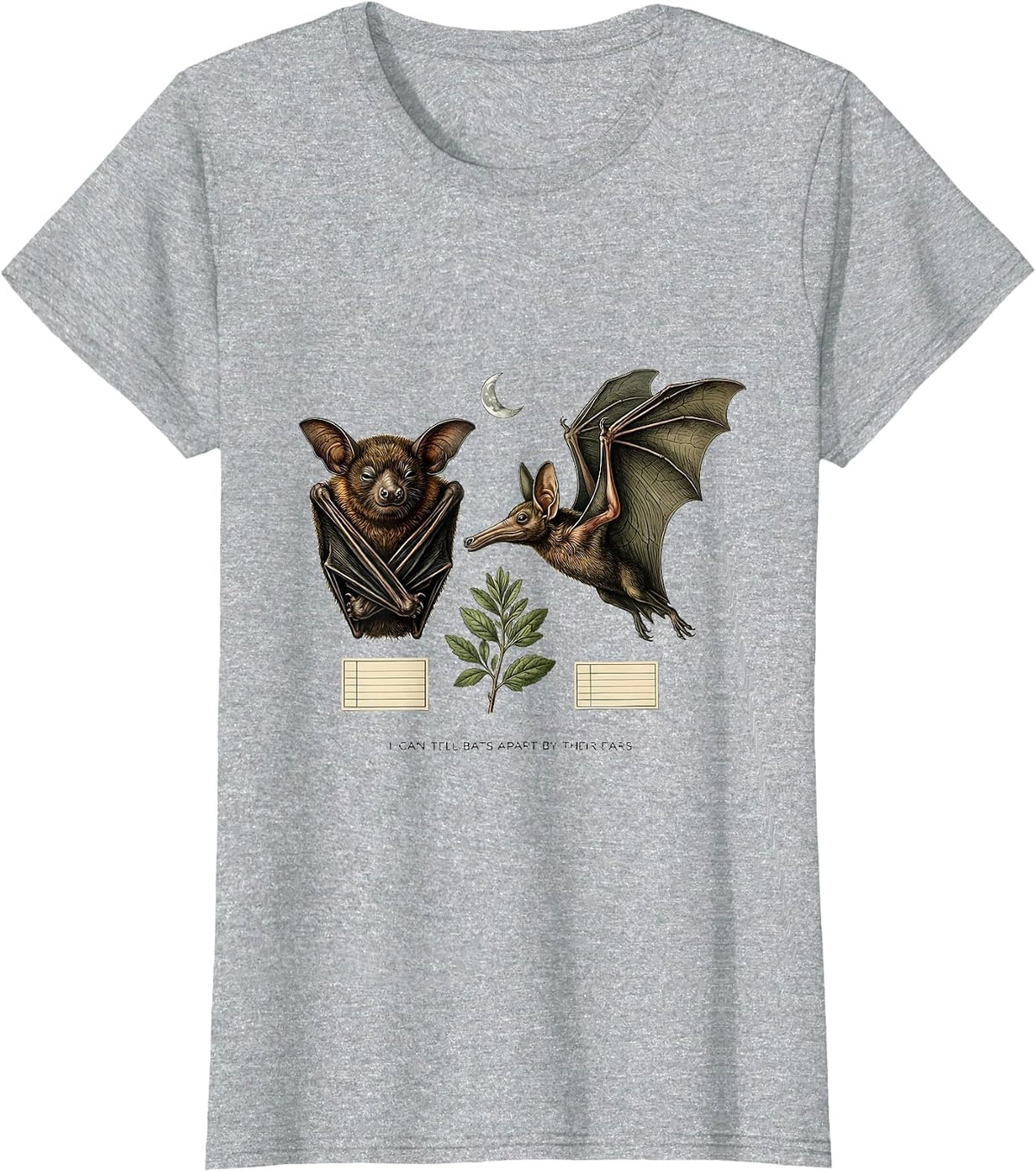 I Can Tell Bats Apart By Their Ears Botanical Bat Lover T-Shirt - Heather Grey