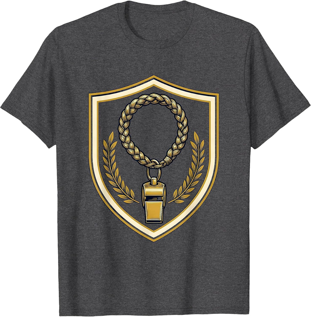 Whistle On Lanyard Coach Illustration Graphic T-Shirt - Dark Heather Grey
