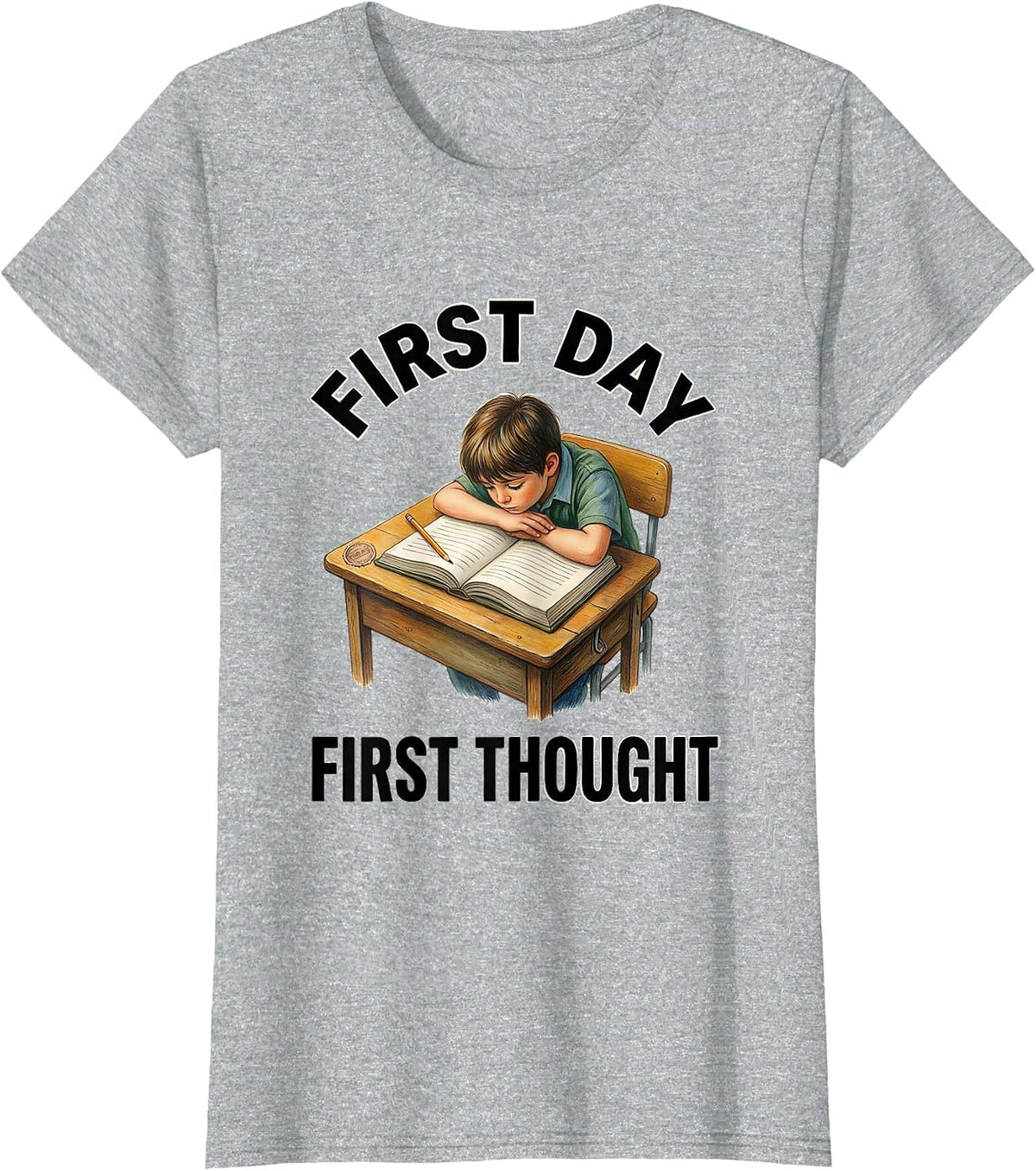 First Day, First Thought English Lit Teacher Storybook T-Shirt - Heather Grey