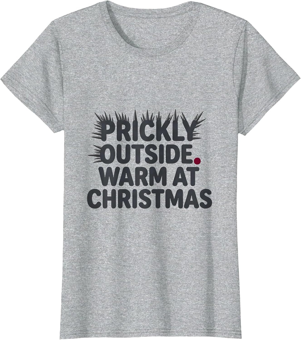 Prickly Outside, Warm At Christmas Cute Hedgehog Holiday T-Shirt - Heather Grey
