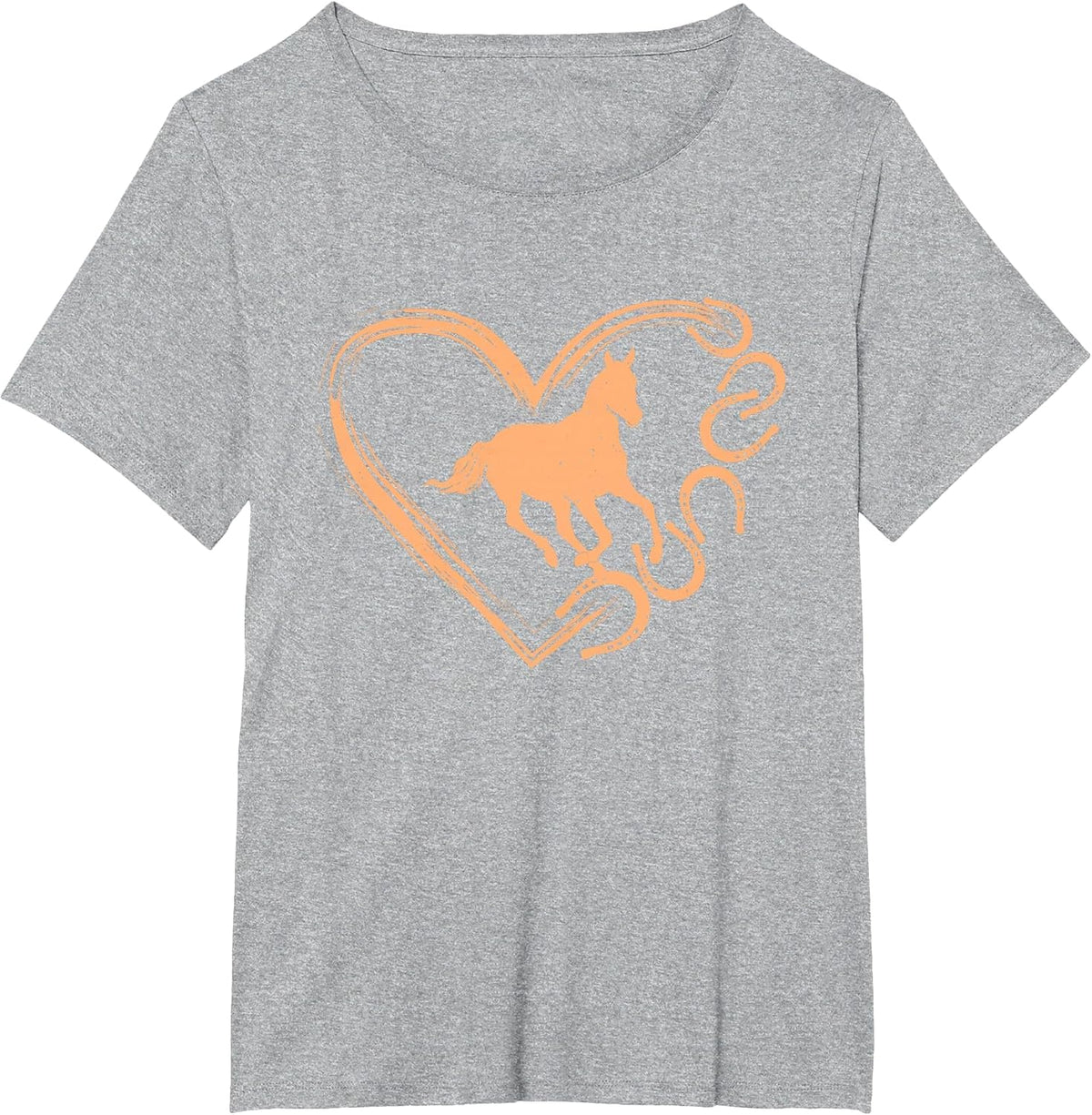Horseshoe Heart Shaped Design - Horse Lovers Riding T-Shirt - Heather Grey