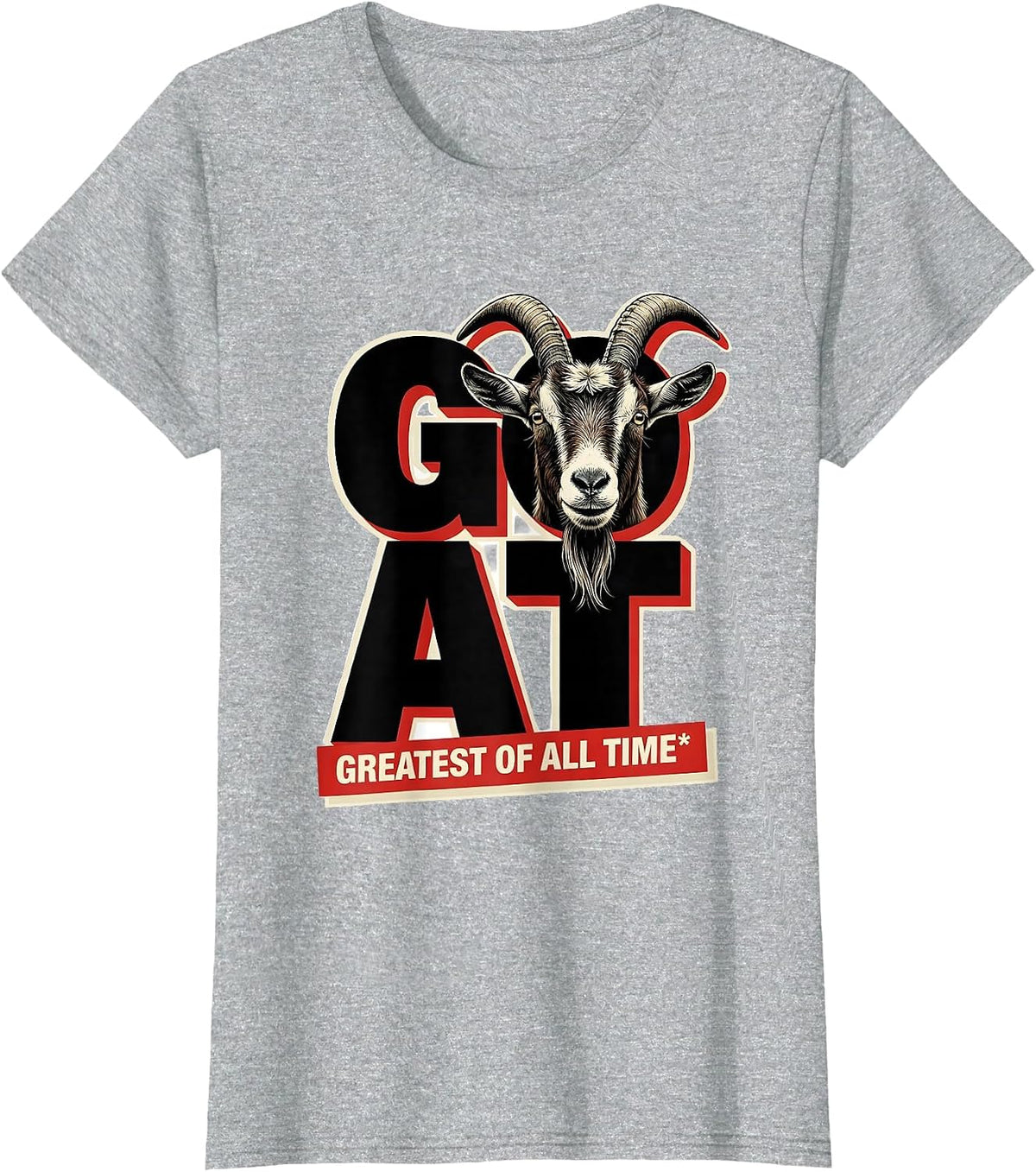 Greatest Of All Time Cool Goat with Sunglasses Animal Humor T-Shirt - Heather Grey