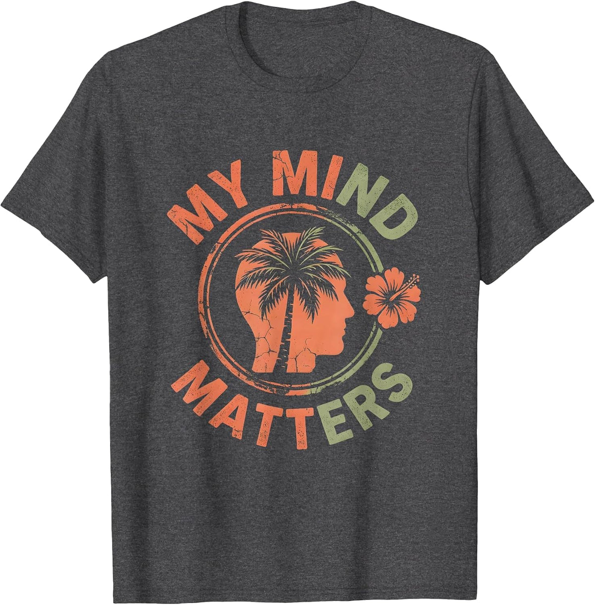 Men's My Mind Matters Mental Health Awareness Design T-Shirt - Dark Heather Grey