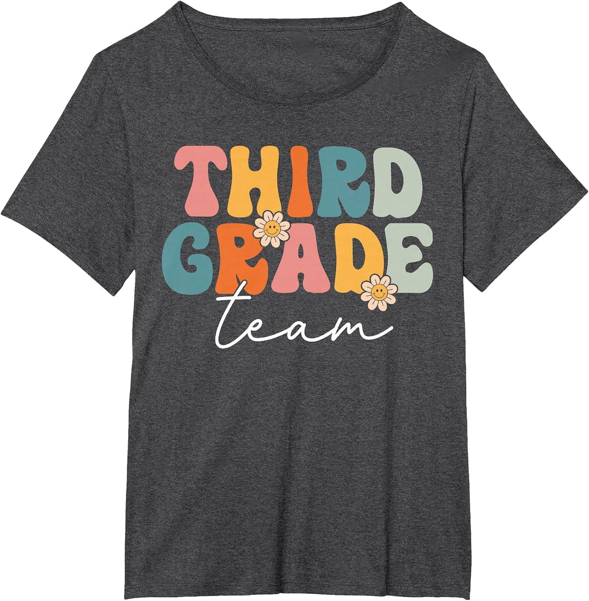 Third Grade Team Retro Groovy Back to School 3rd Grade T-Shirt - Dark Heather Grey