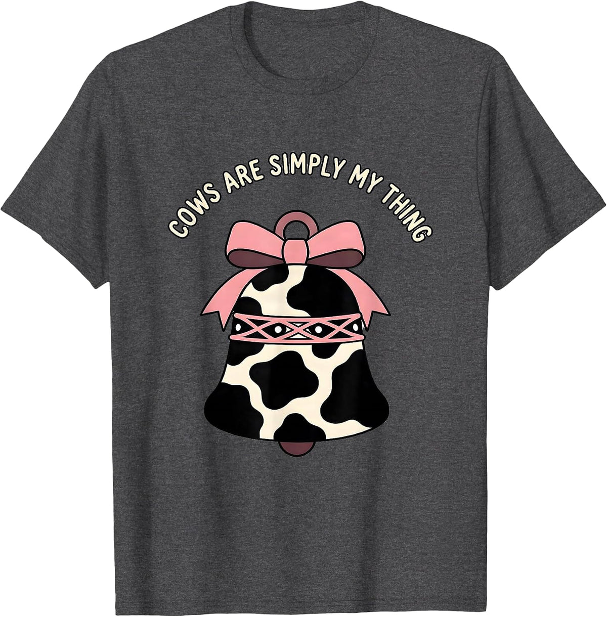 Men's Cows Are Simply My Thing Cute Coquette Bow Cow Lover Pattern T-Shirt - Dark Heather Grey