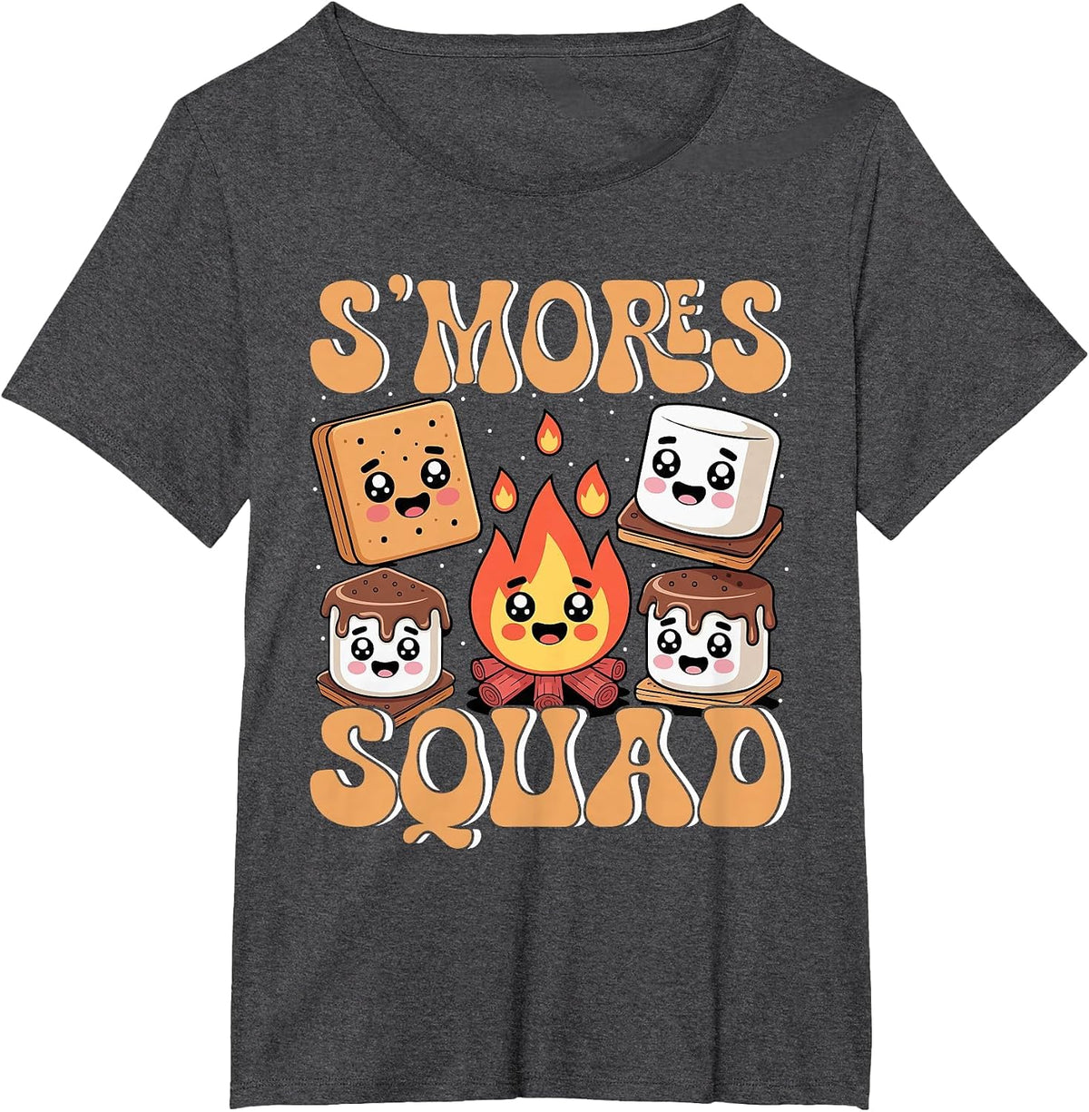 S'Mores Squad Funny Campfire Marshmallow T-Shirt - Dark Heather Grey