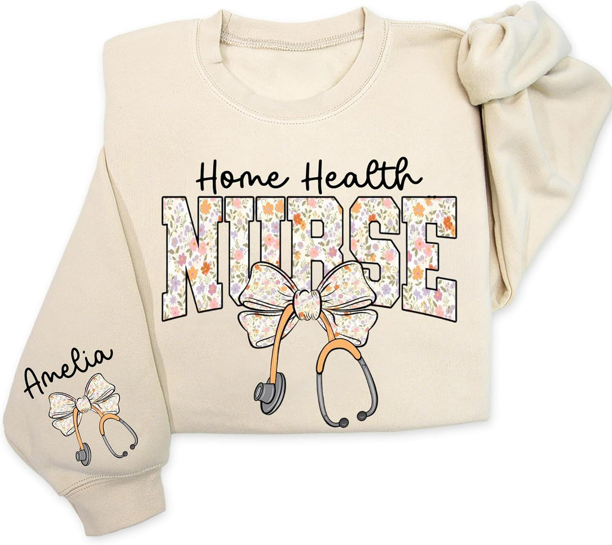 Personalized Nurse Sweatshirt, Floral Nurse Crewneck, Healthcare Worker Appreciation Gift, Gifts for Colleagues - 4. Med-surg