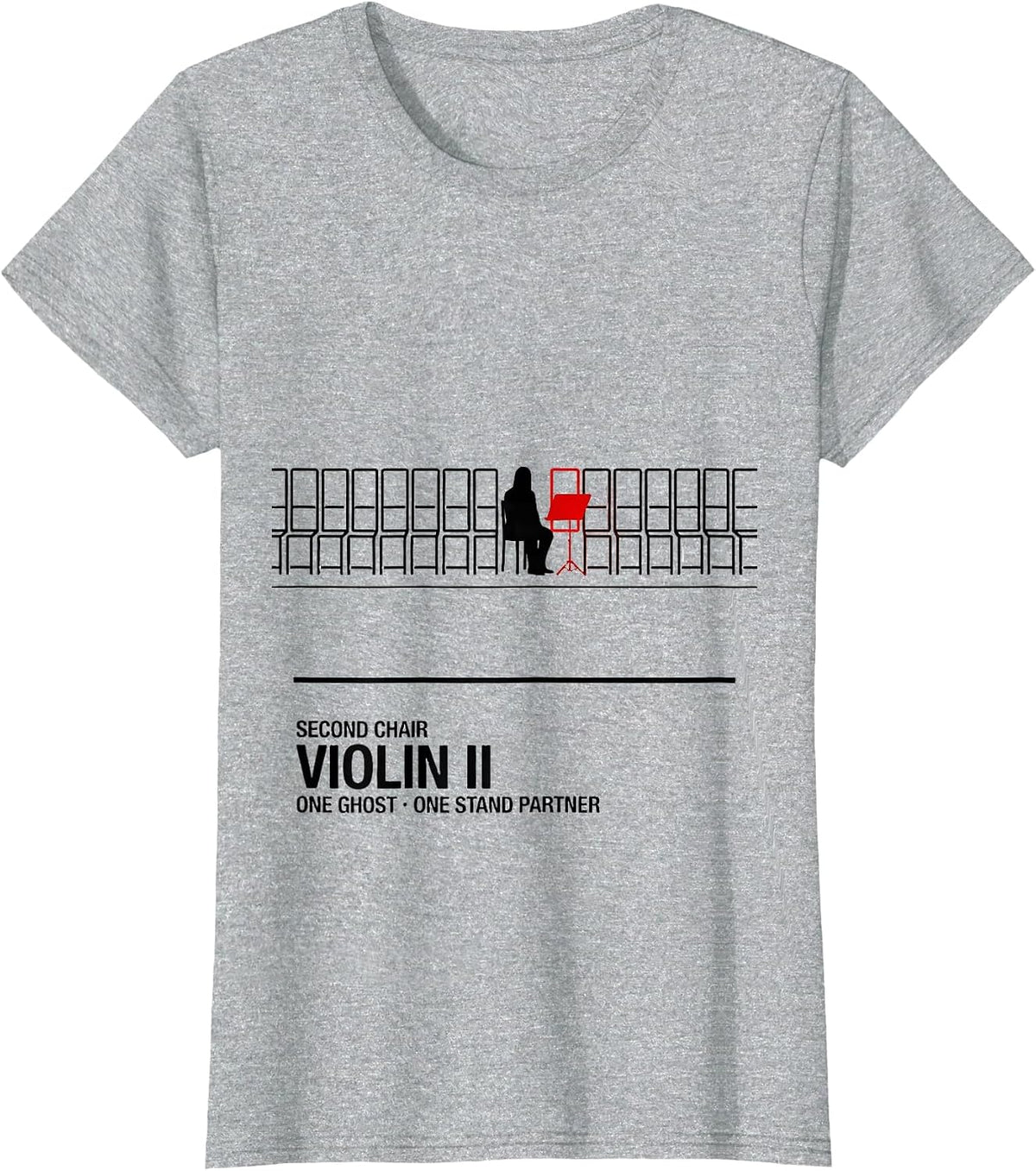 Second Chair, Violin II: One Ghost, One Stand Partner T-Shirt - Heather Grey