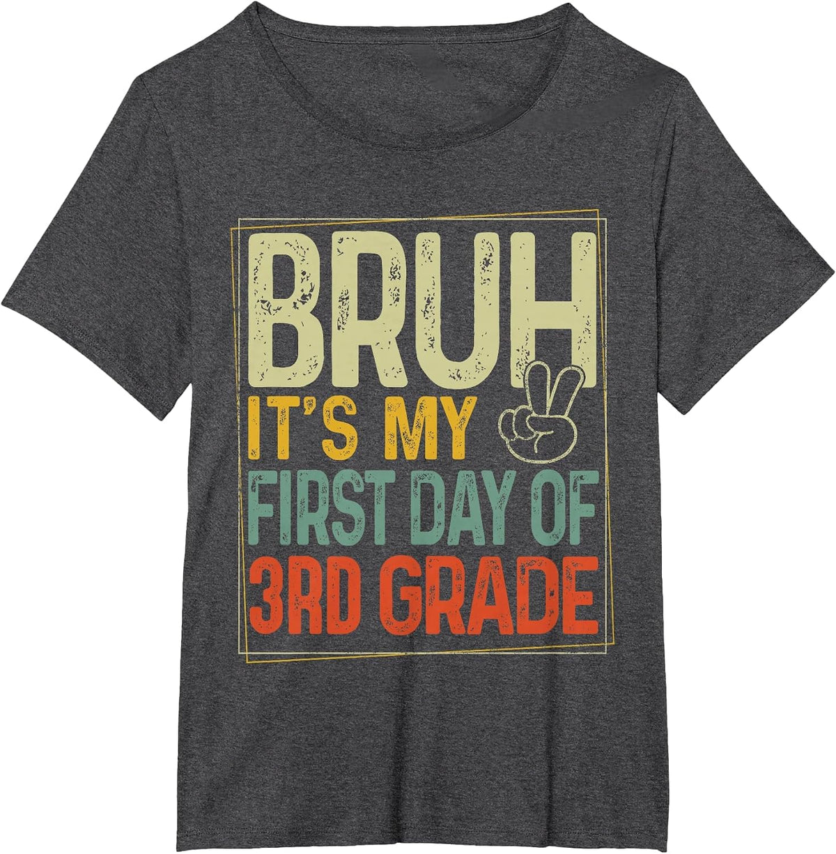 Bruh Its My First Day of 3rd Grade Back to School Boys Kids T-Shirt - Dark Heather Grey