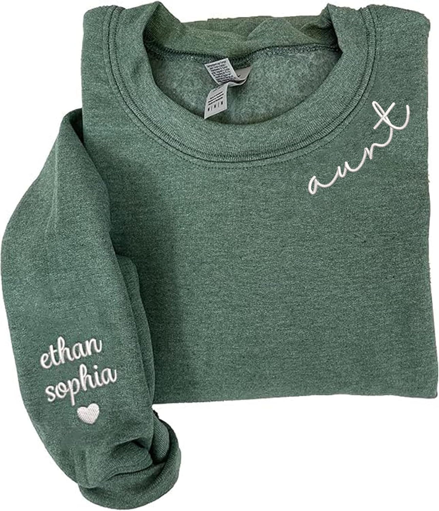 IZI POD Personalized Mom Embroidered Sweatshirt, Custom Grandma Sweatshirt, Gifts For New Mom, Grandma, Birthday, Christmas