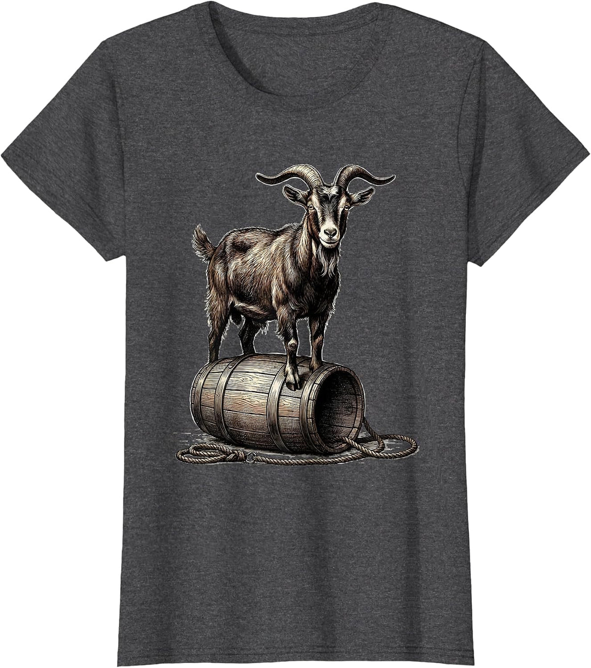 Women's Goat On Bucket Funny Farm Animal Lover Humor T-Shirt - Dark Heather Grey