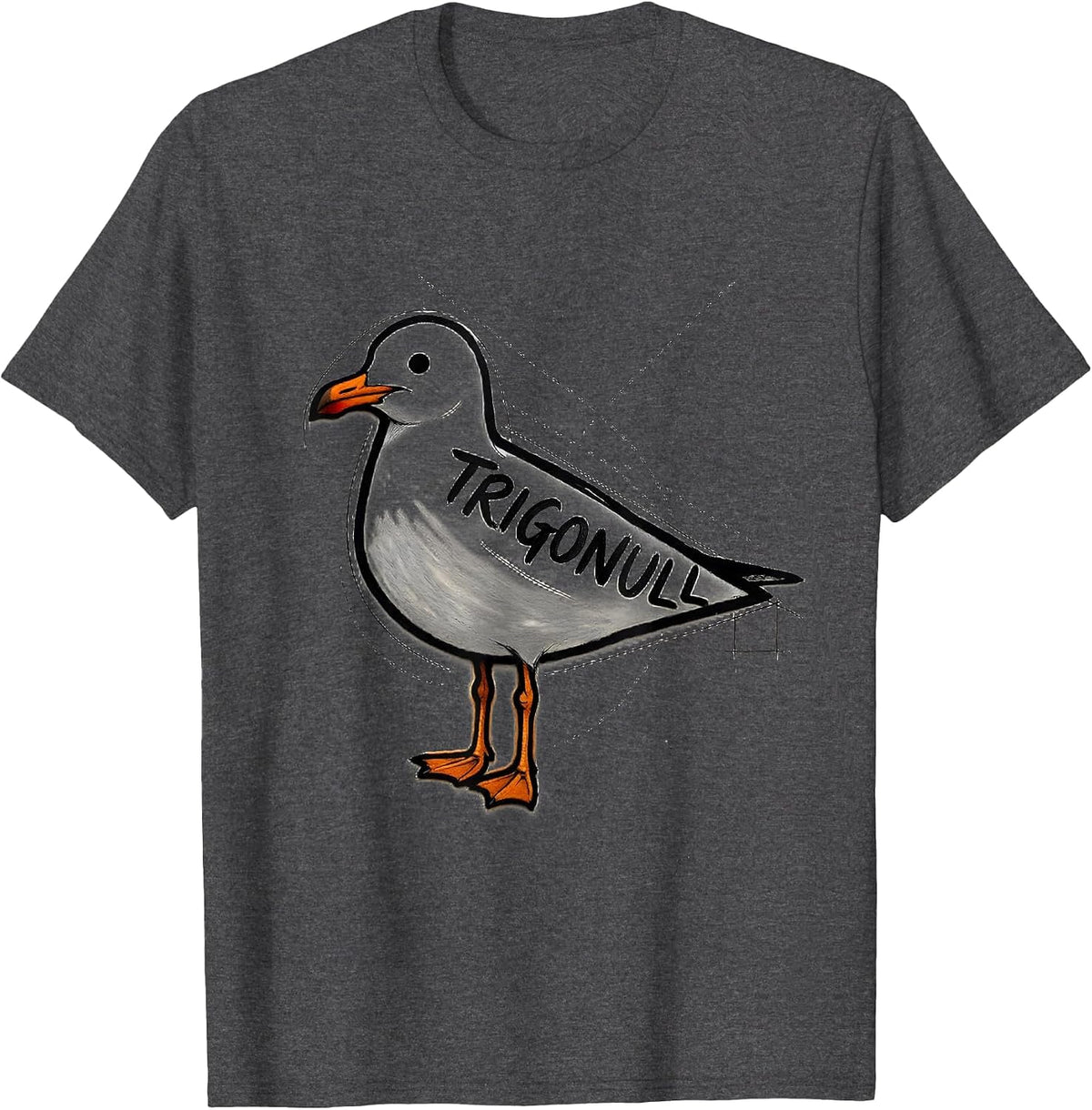 Trigonull Triangle Seagull Bird Pun Funny Math Teacher T-Shirt - Dark Heather Grey