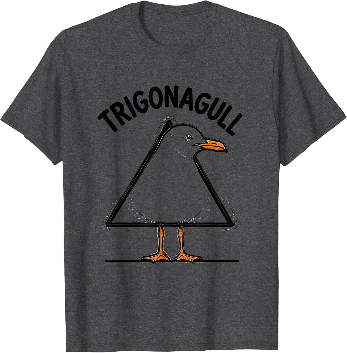 Trigonagull Funny Bird Pun Math Teacher Geometry Humor T-Shirt - Dark Heather Grey