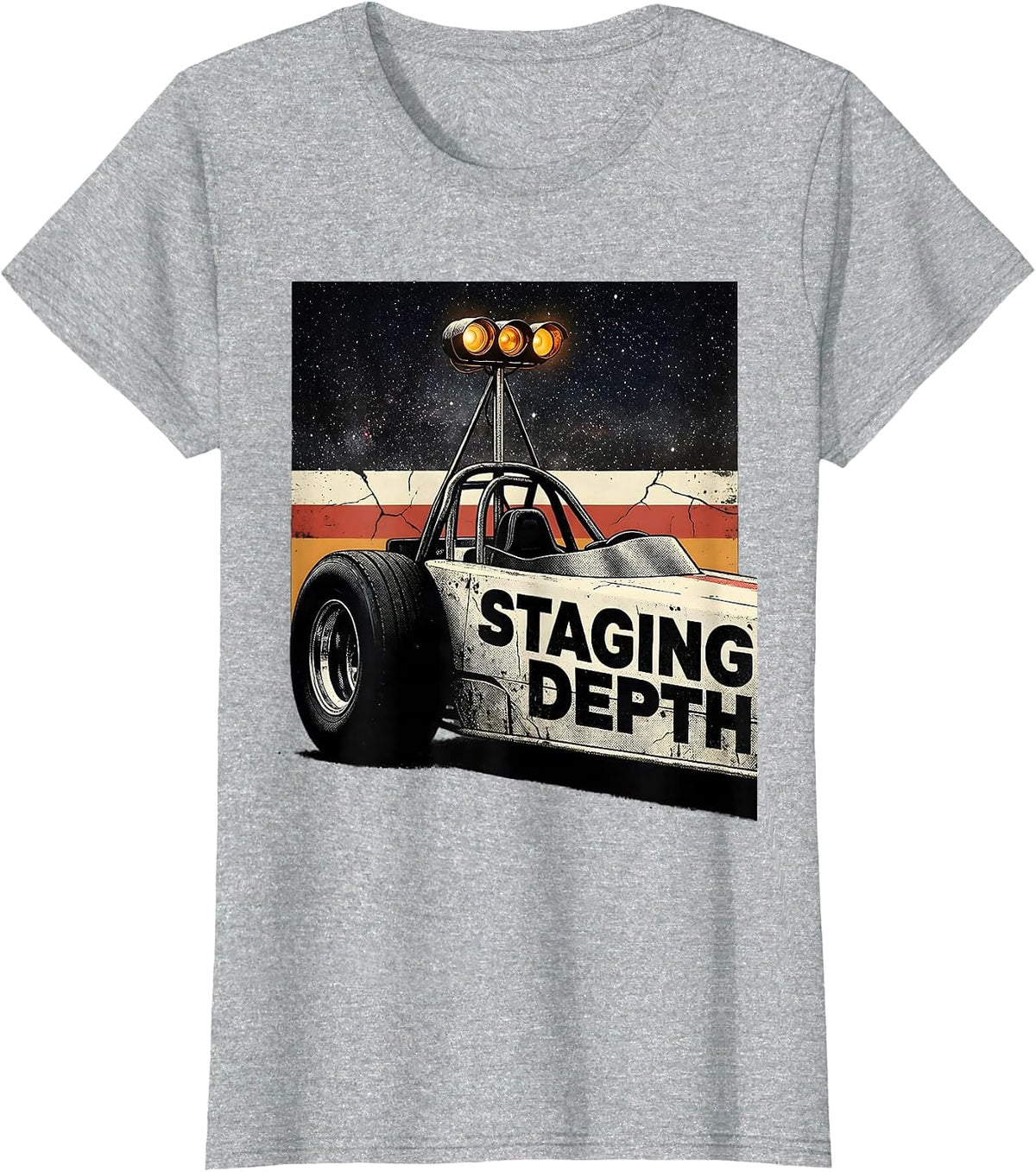 Staging Depth Distressed American Flag RC Racing Hobbyist T-Shirt - Heather Grey