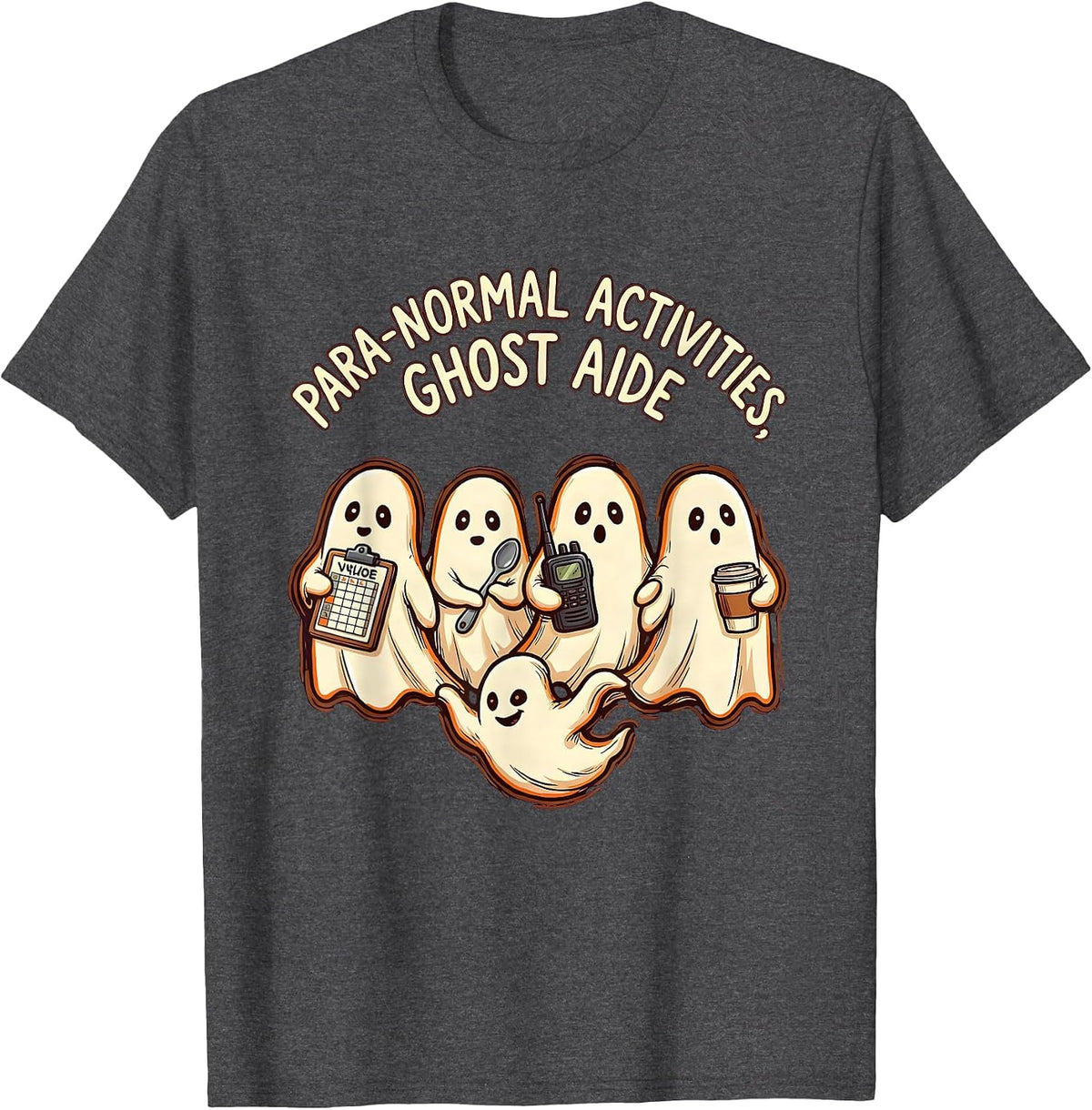 Men's Para-Normal Activities Ghost Aide SPED Teacher Halloween T-Shirt - Dark Heather Grey