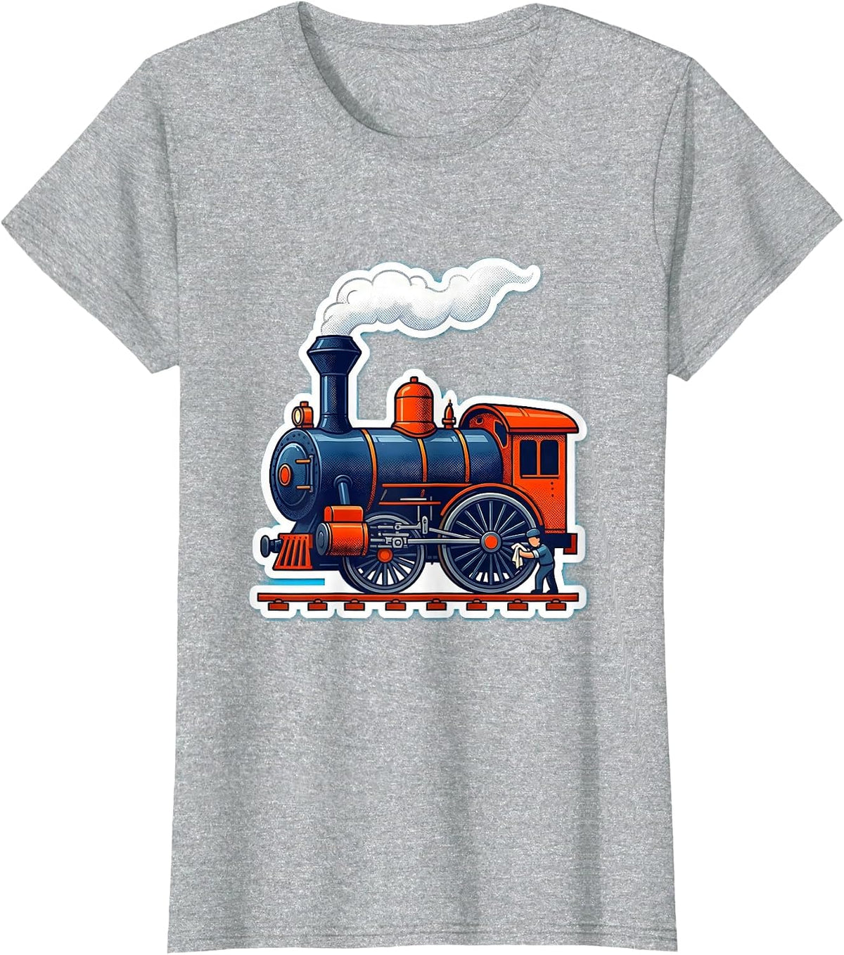 Steam Locomotive Vintage Train Enthusiast Humor T-Shirt - Heather Grey