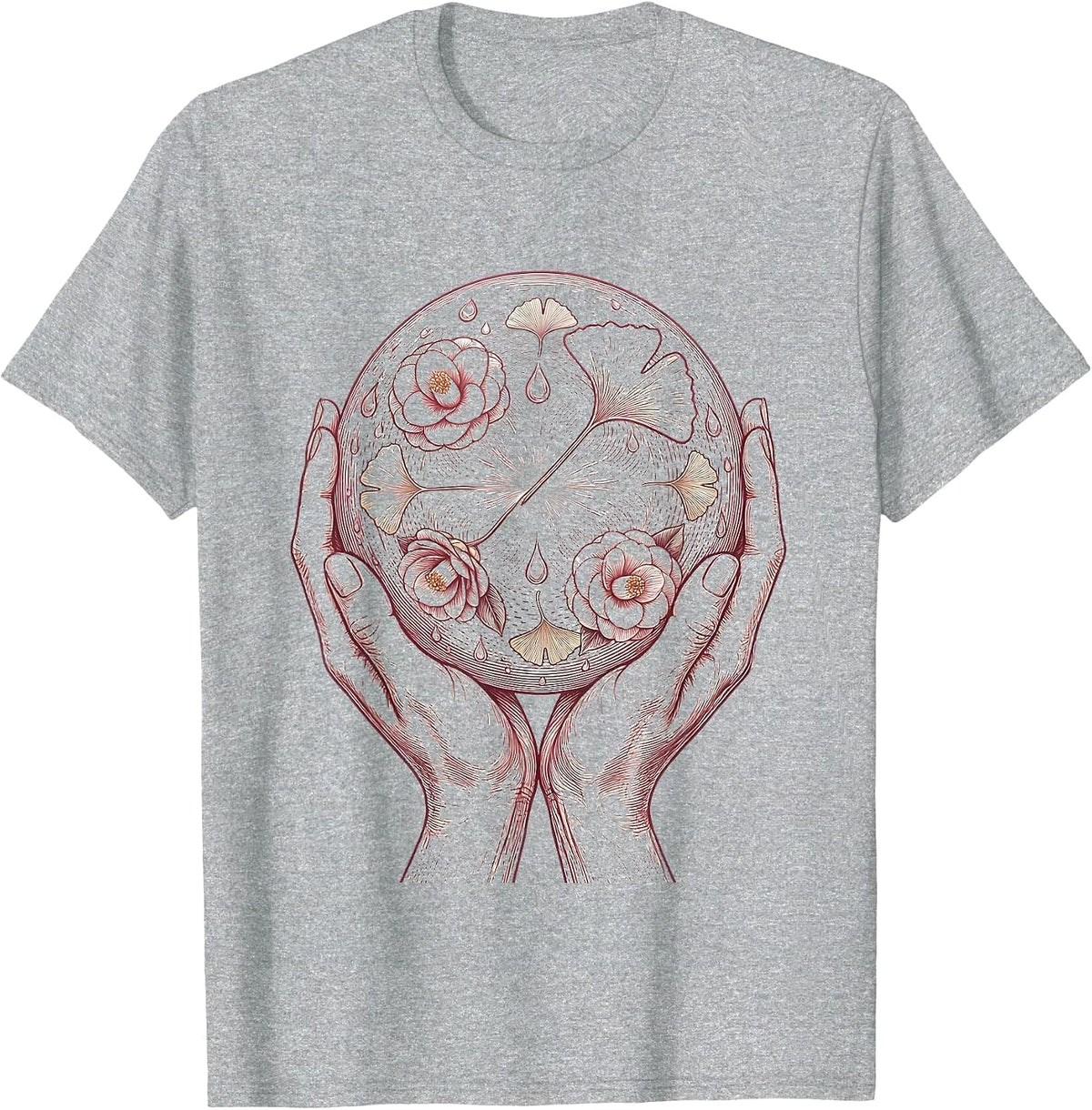 Men's K-Beauty Glow Orb Skincare Illustration T-Shirt - Heather Grey