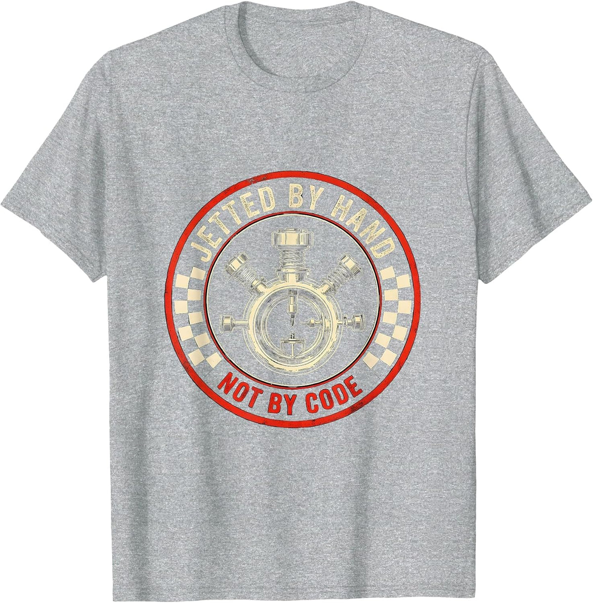 Men's Jetted By Hand, Not By Code Funny Vintage Classic Car Racing T-Shirt - Heather Grey