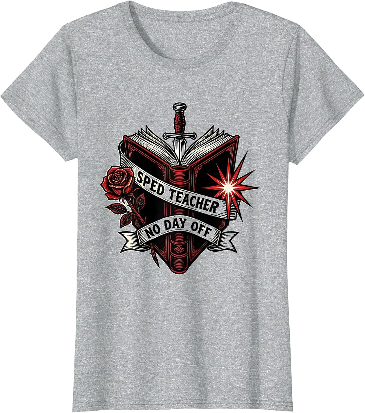Sped Teacher No Day Off Educator Design T-Shirt - Heather Grey