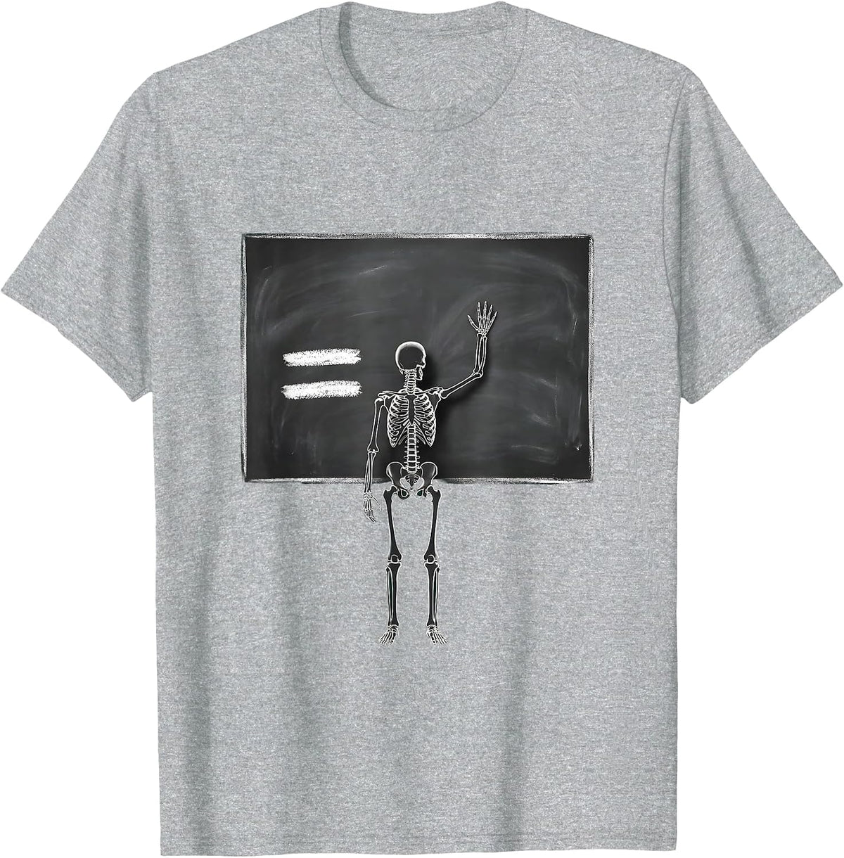 Men's Skeleton Teacher Chalkboard Math Illustration T-Shirt - Heather Grey
