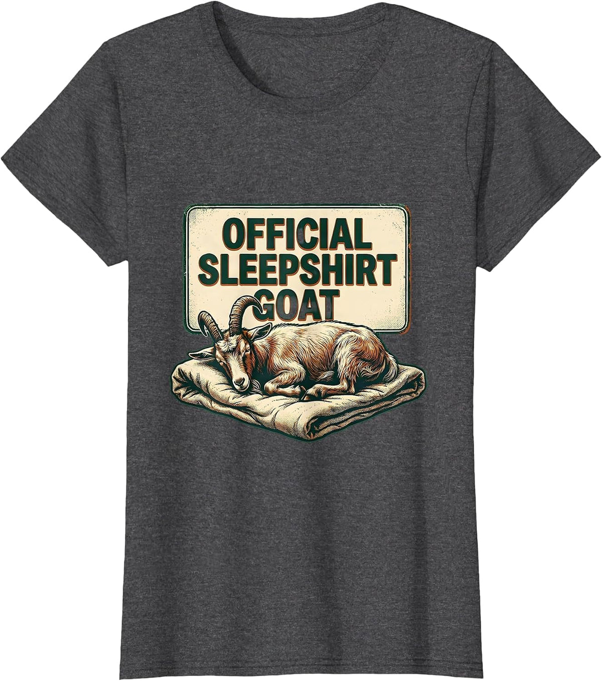 Women's Official Sleepshirt Goat Vintage Animal Lovers Novelty T-Shirt - Dark Heather Grey