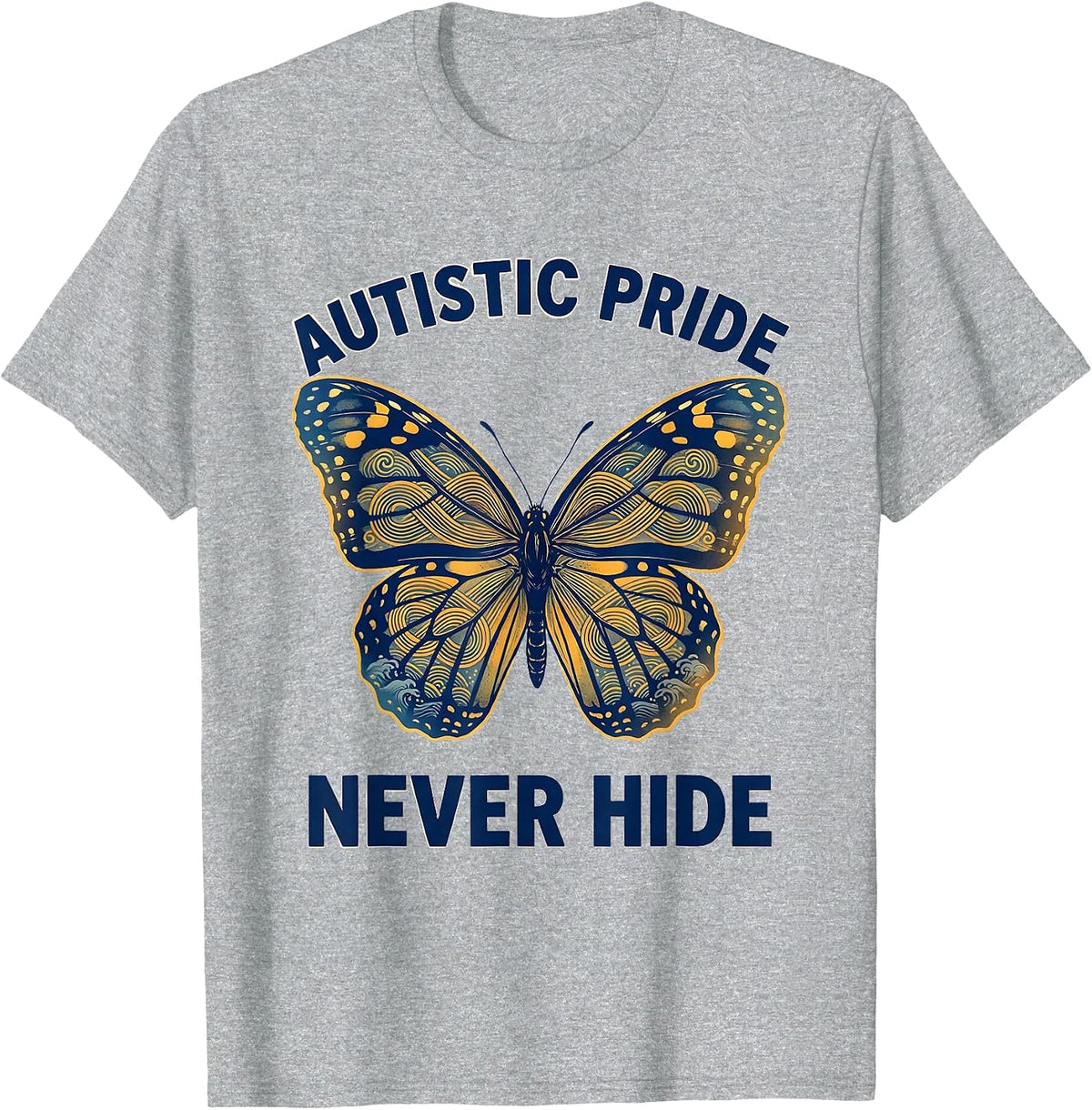Men's Autistic Pride Never Hide Neurodiversity Design T-Shirt - Heather Grey