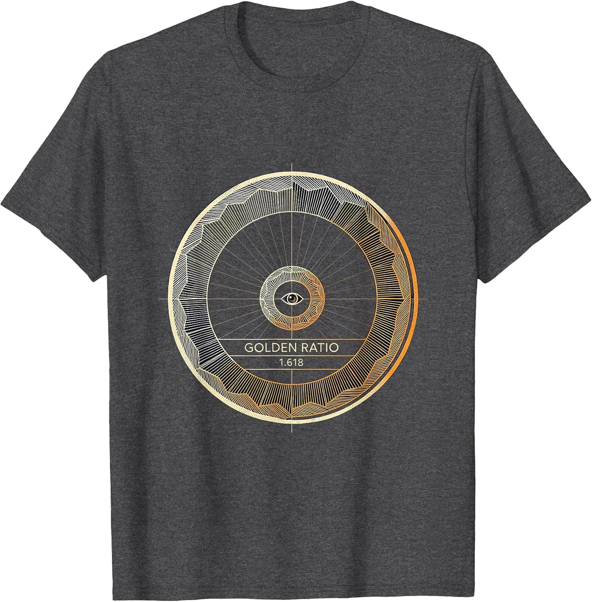 Golden Ratio 1.618 Sacred Geometry Math Enthusiast Emblem T-Shirt - Dark Heather Grey