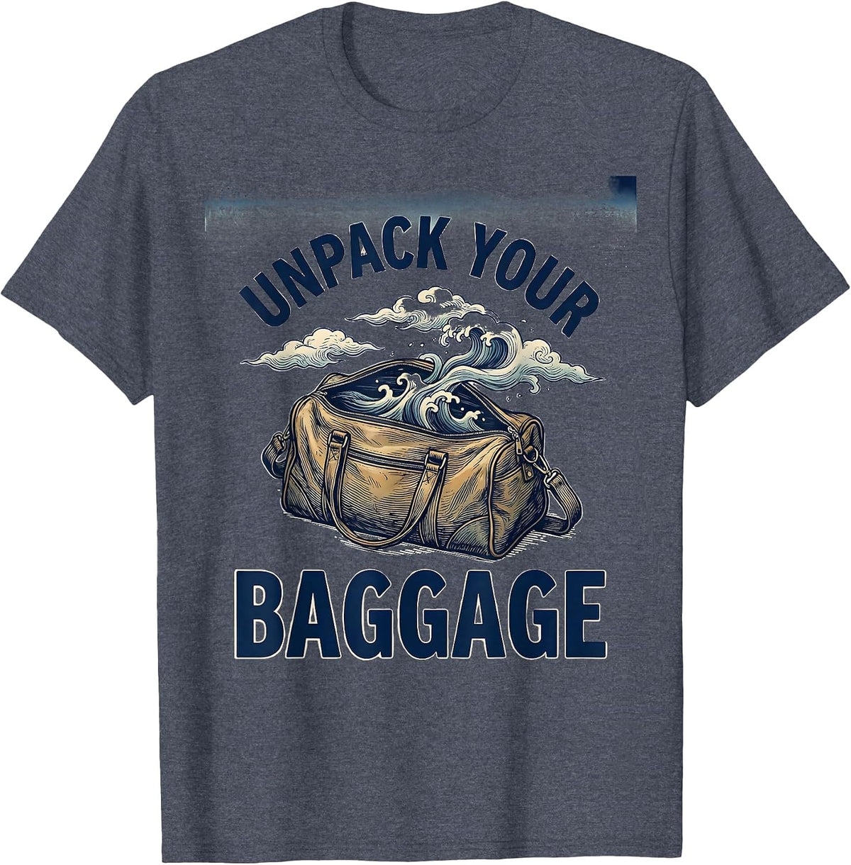 Unpack Your Baggage Mental Health Matters Design T-Shirt - Heather Blue