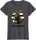 Women's Goat Custodian Emblem Goat Lover Animal Badge Patch Line Art T-Shirt - Dark Heather Grey