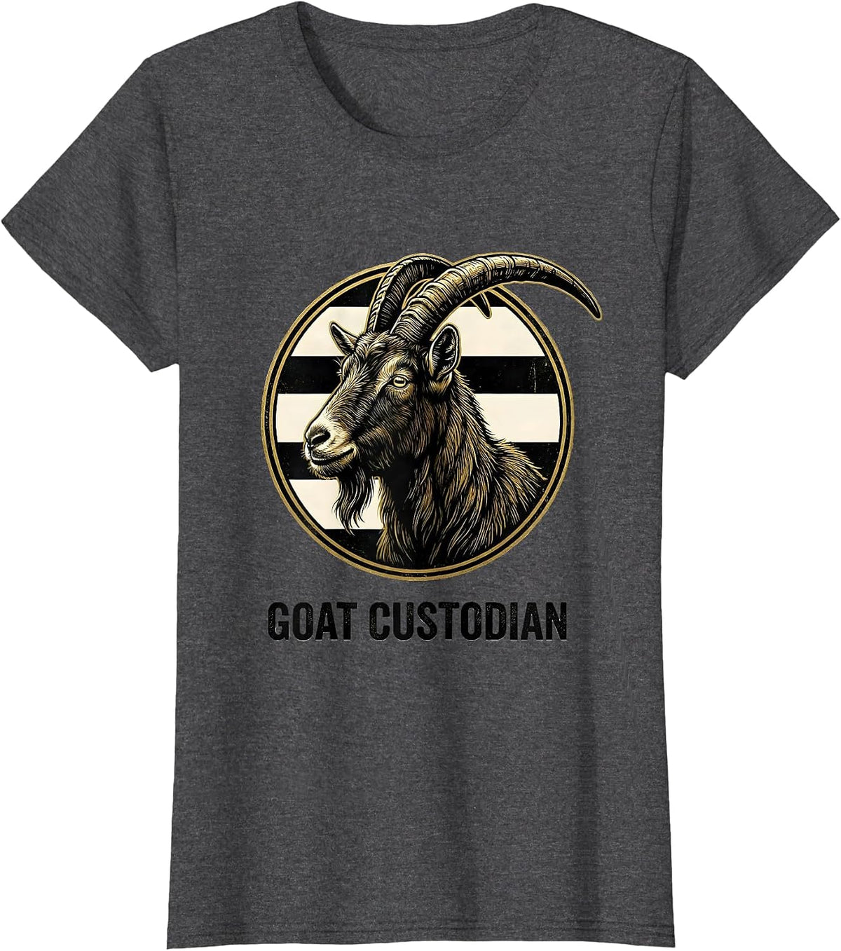 Women's Goat Custodian Emblem Goat Lover Animal Badge Patch Line Art T-Shirt - Dark Heather Grey