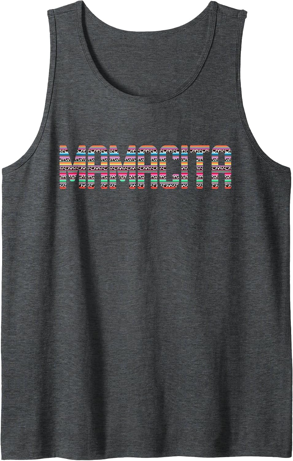 Mamacita Logo with Mexican Serape Leopard Tank Top - Dark Heather Grey