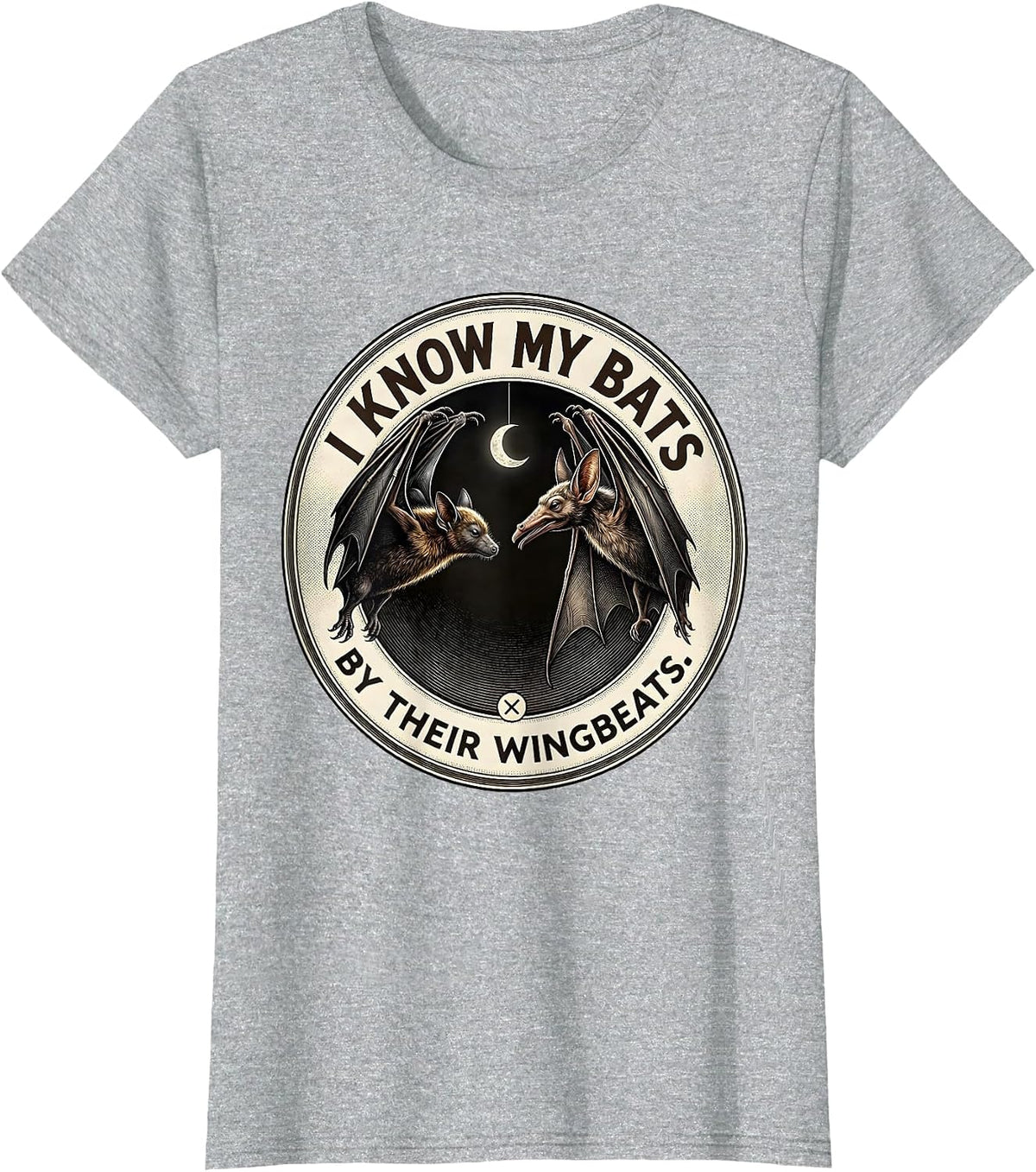 I Know My Bats By Their Wingbeats Vintage Bat Lover T-Shirt - Heather Grey
