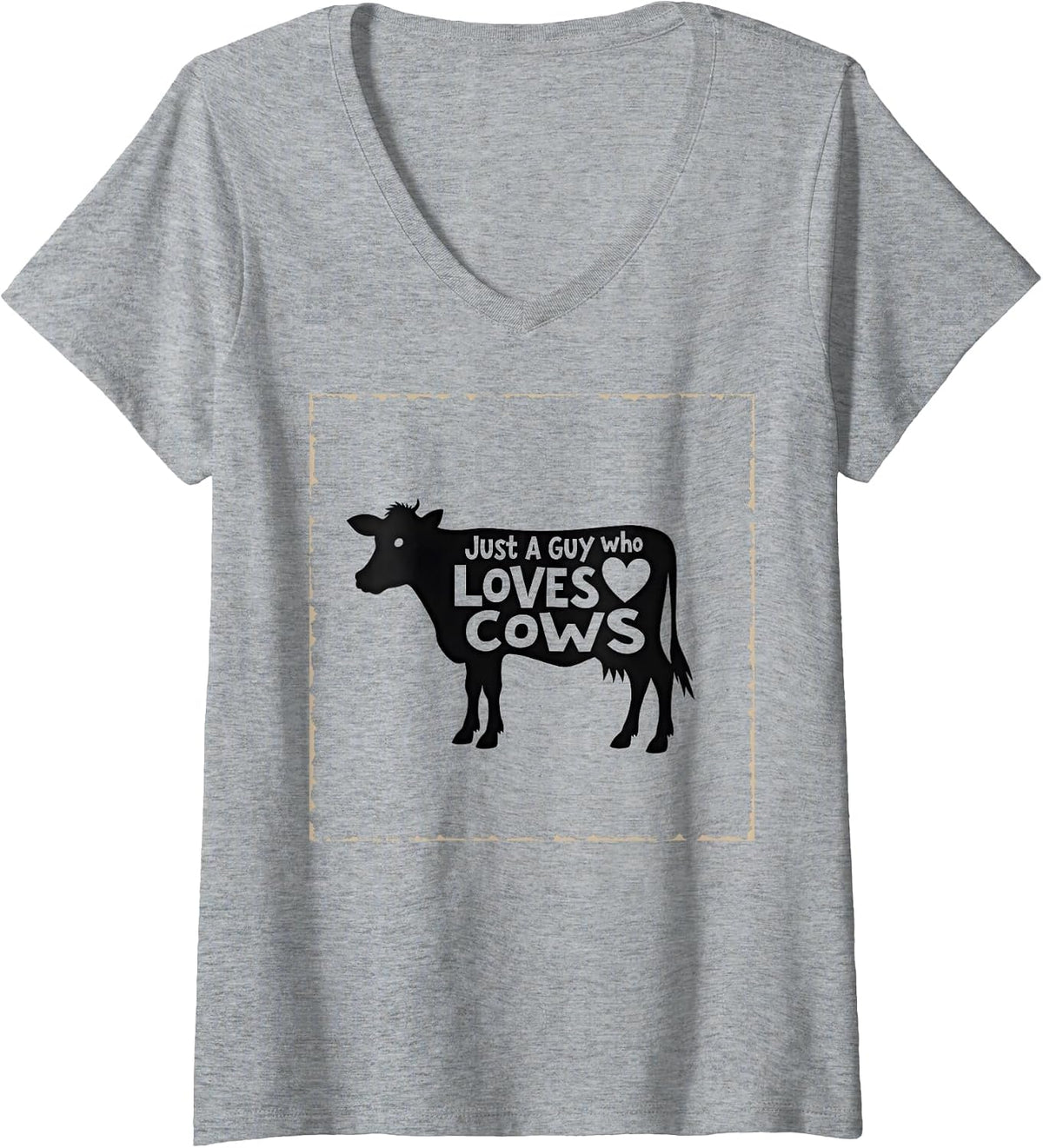 Women's Just A Guy Who Loves Cows - Cow Shirt for Farm Animal Lovers V-Neck T-Shirt - Heather Grey
