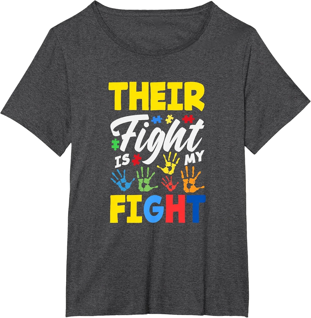 Their Fight is My Fight Autism Awareness T-Shirt - Dark Heather Grey