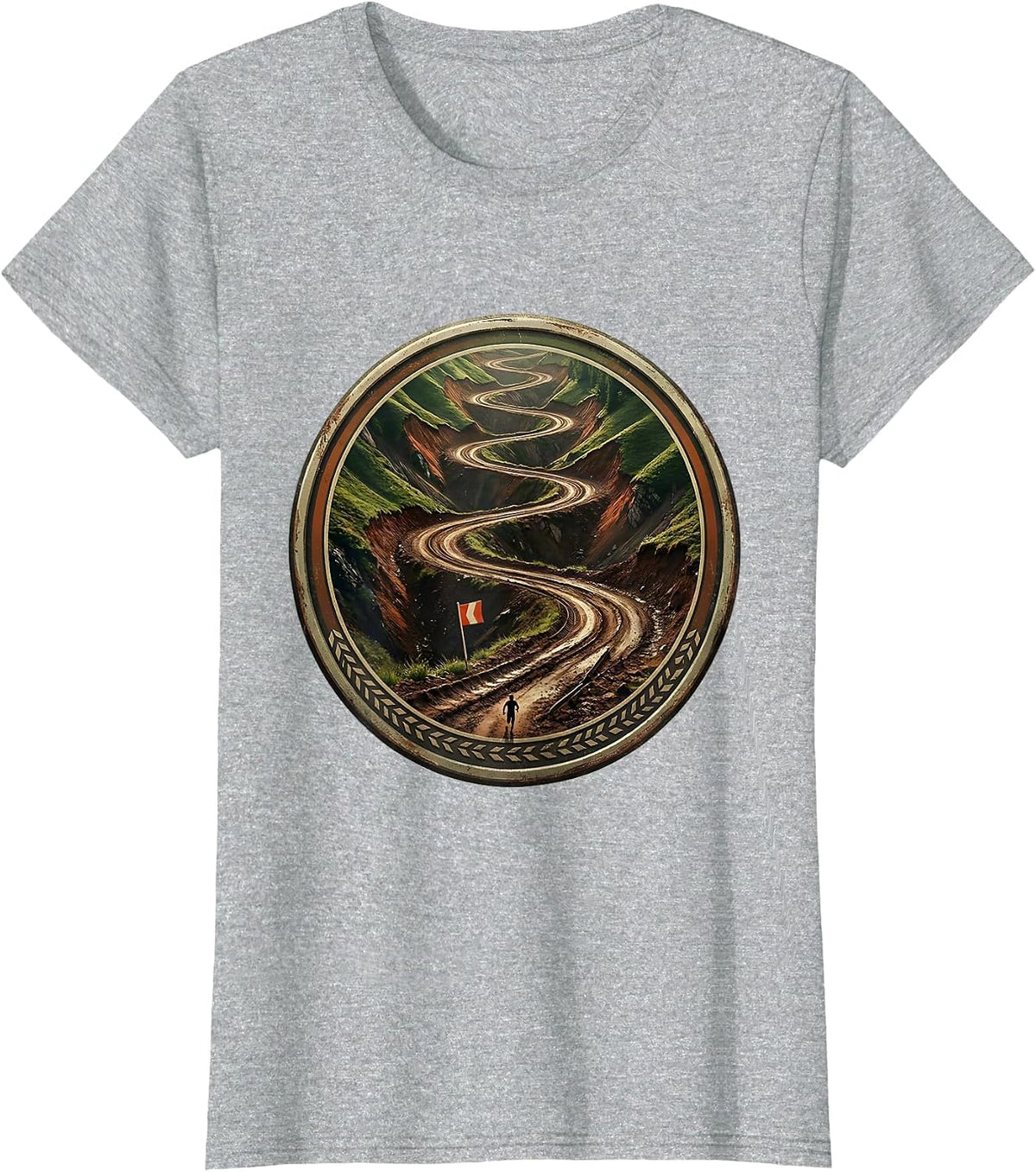 Women's Steep Switchback Course Vintage Cross Country Runner Gift T-Shirt - Heather Grey