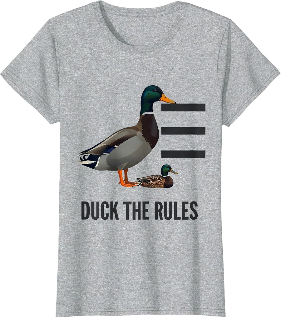 Duck The Rules Minimalist Duck Hunter Humor Gift T-Shirt - Heather Grey