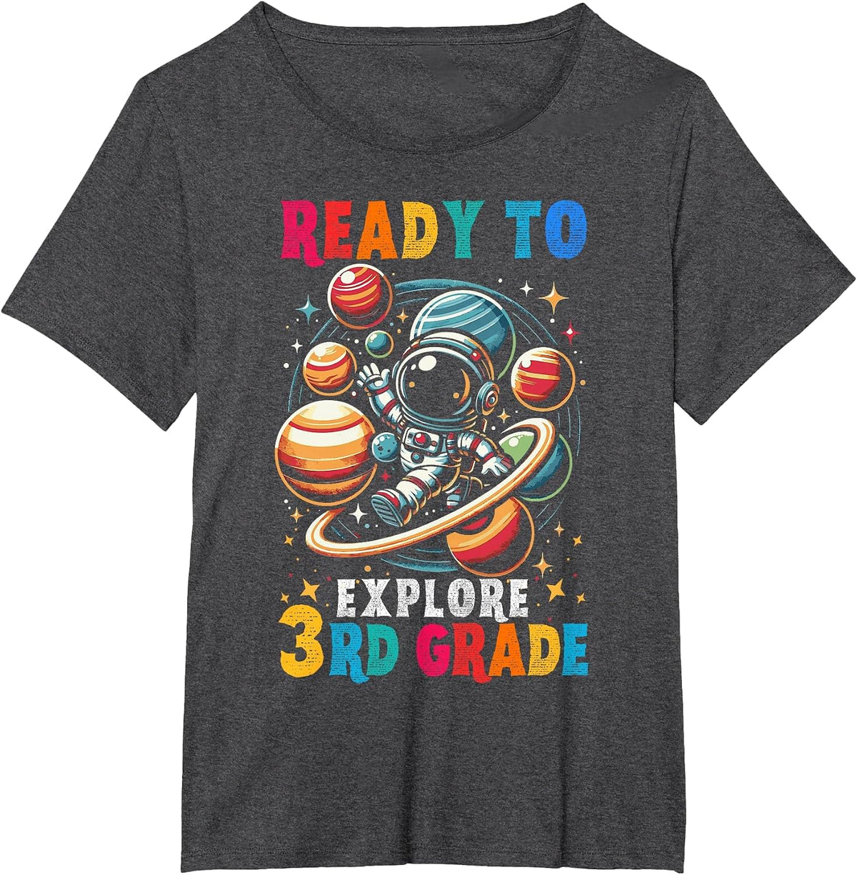 First Day Kids Welcome Back to School Astronaut 3rd Grade T-Shirt - Dark Heather Grey