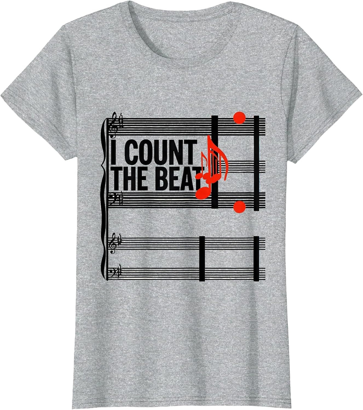 Women's I Count The Beat Geometric Musician Humor Gift For Music T-Shirt - Heather Grey