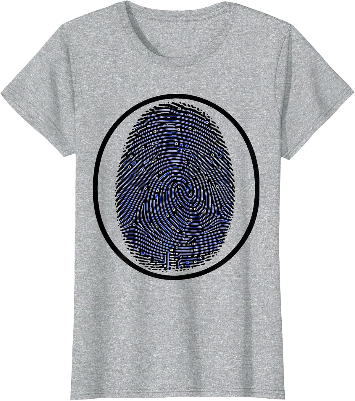 Fingerprint Circuit Board Cybersecurity Graphic T-Shirt - Heather Grey