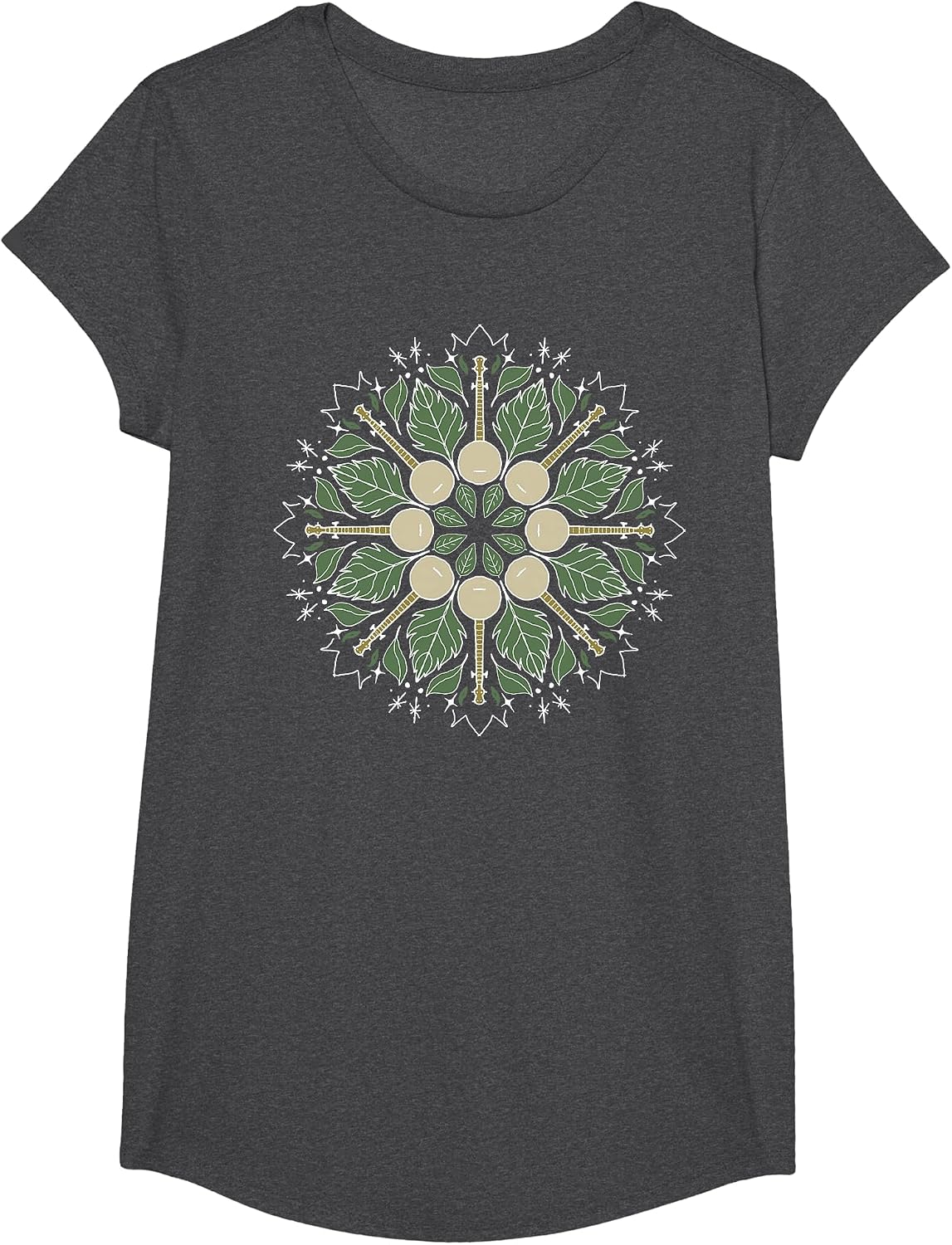 Banjo Mandala Bluegrass, Mindfulness & Nature Graphic T-Shirt - Girls Dark Heather Grey