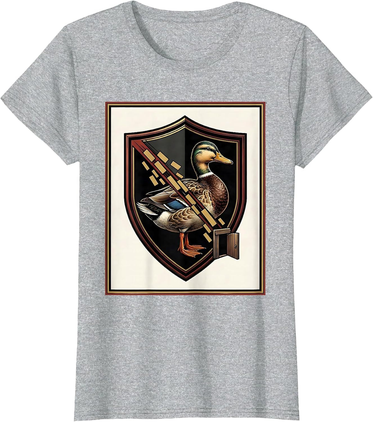 Heraldic Duck Emblem Funny Novelty Humor Gift T-Shirt - Heather Grey