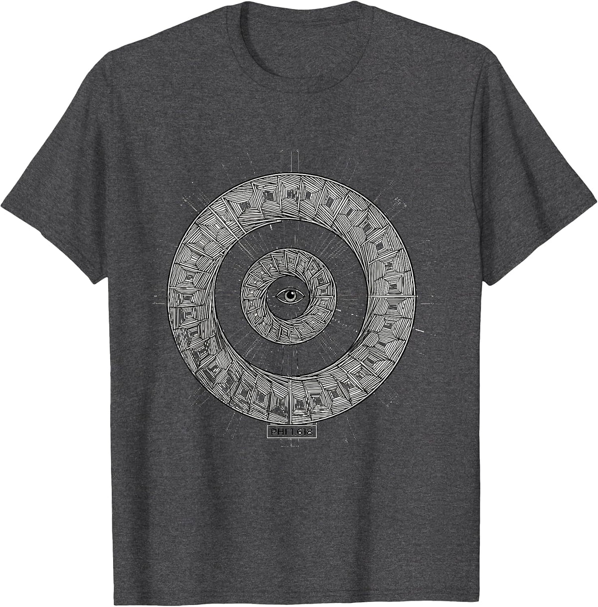 Phi 1.618 Monochromatic Sacred Geometry Math Enthusiast T-Shirt - Dark Heather Grey