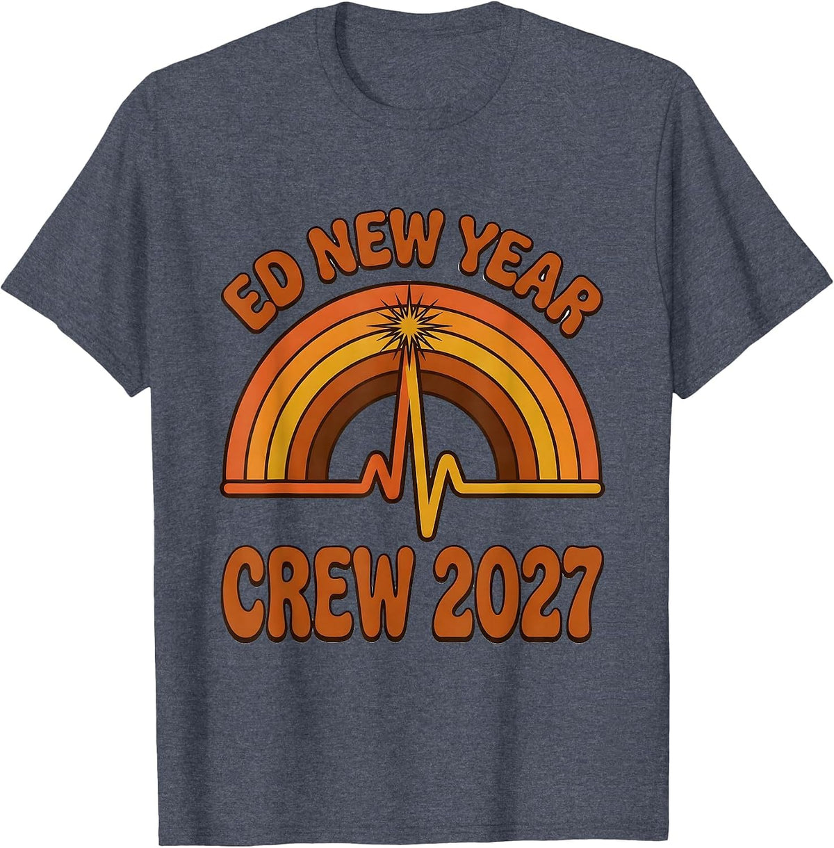 ED New Year Crew 2027 Retro 70s Nurse Crew New Years Eve T-Shirt - Heather Blue