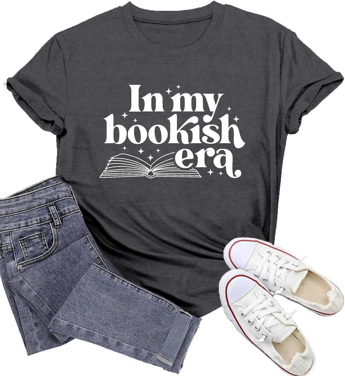 Reading Shirts for Teachers in My Bookish Era T-Shirt Reading Book Lover Gifts Tee Tops - Grey