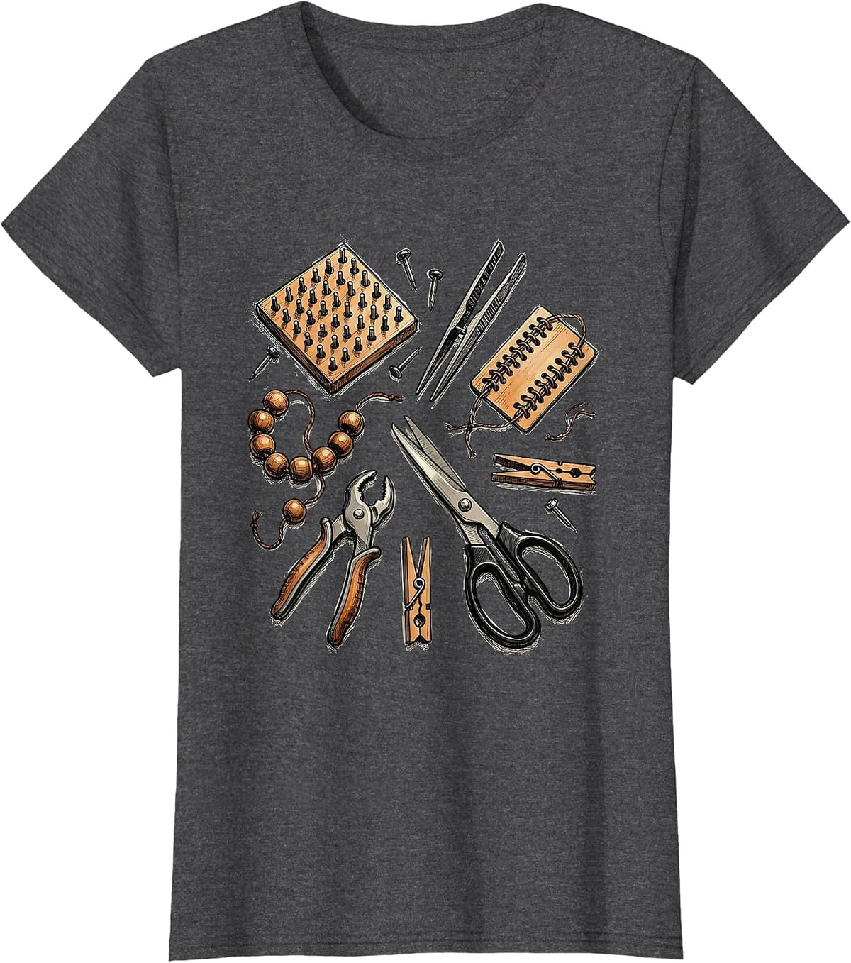 Women's Occupational Therapy Fine Motor Tools Flat Lay T-Shirt - Dark Heather Grey