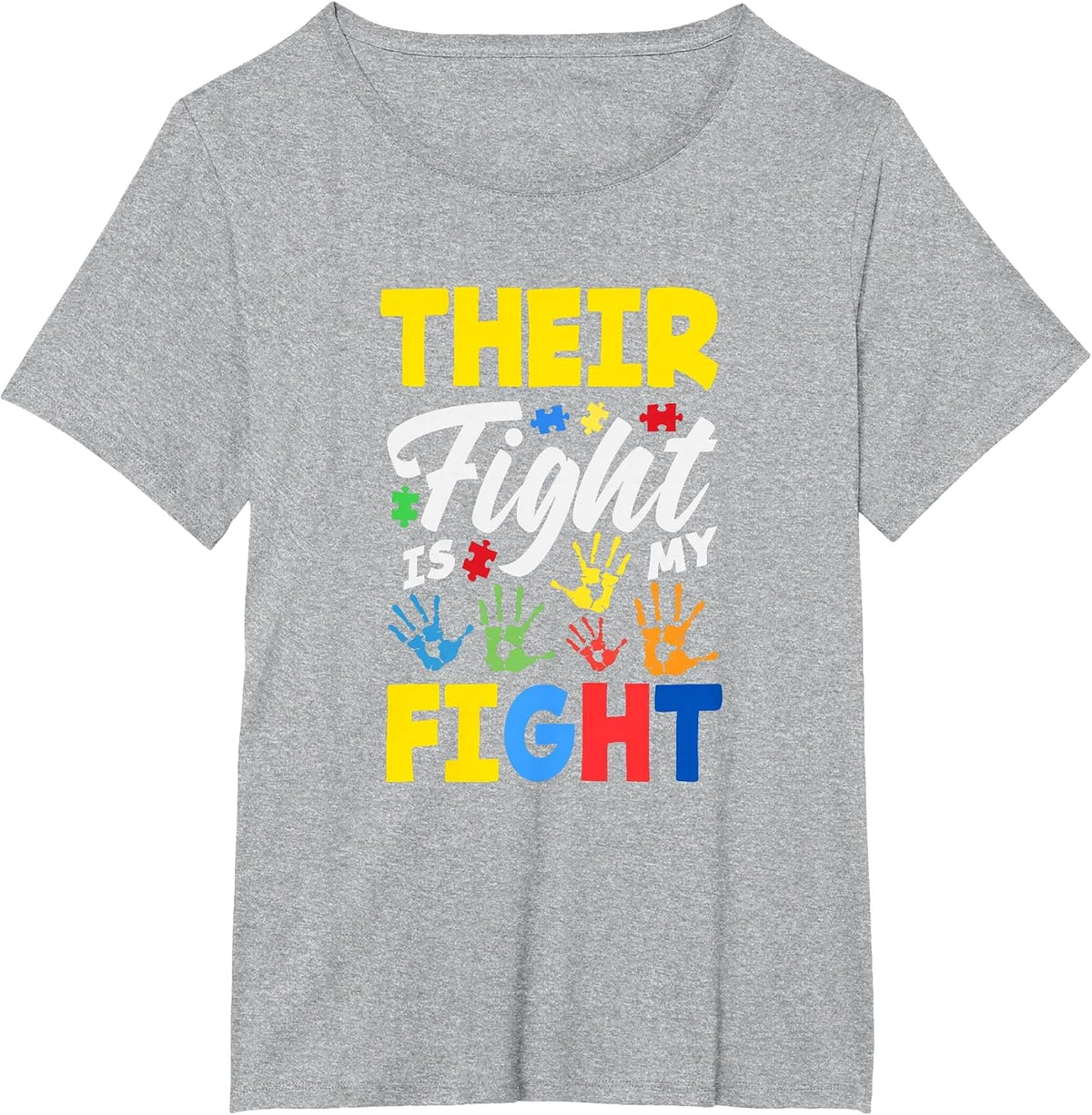 Their Fight is My Fight Autism Awareness T-Shirt - Heather Grey