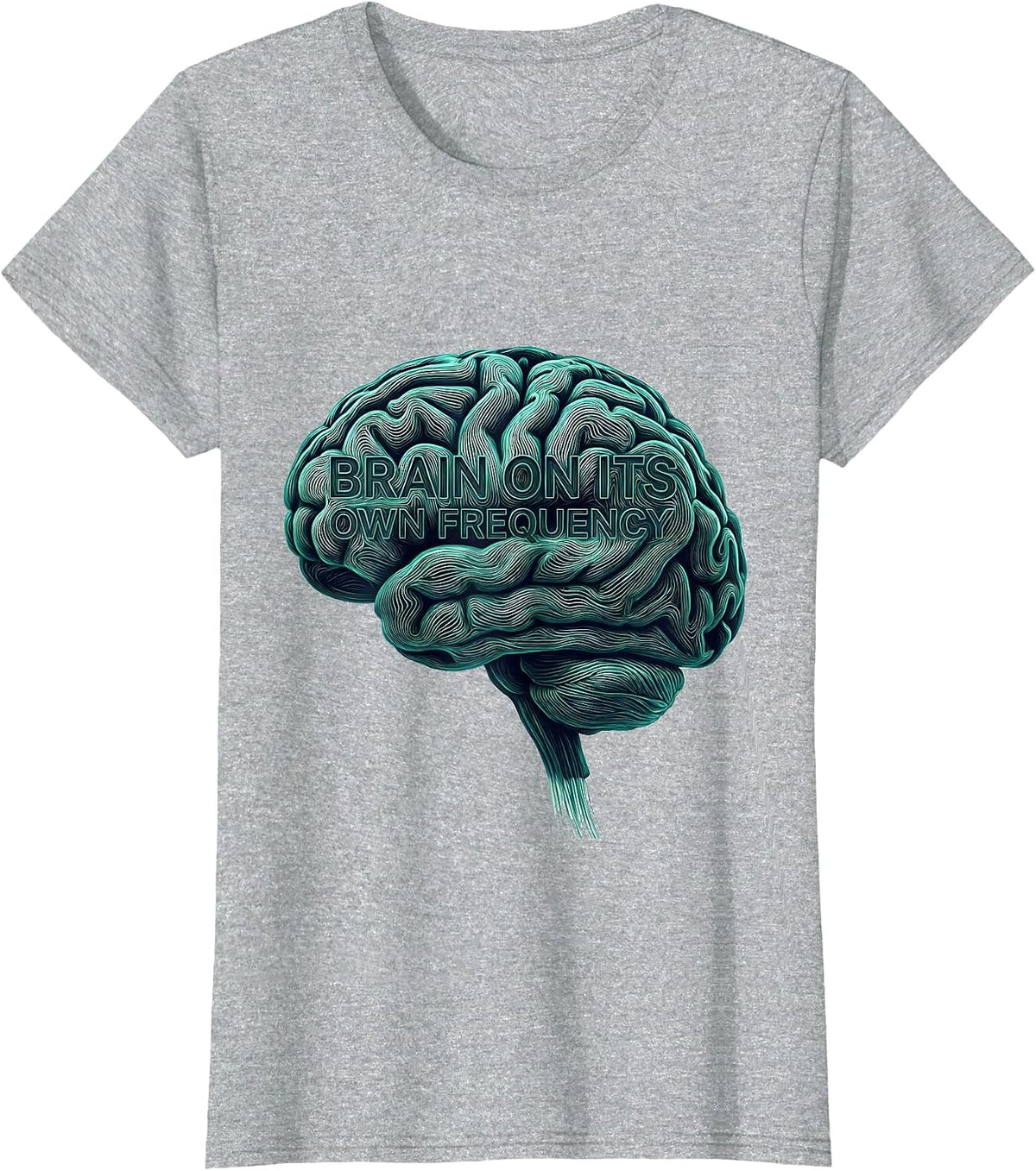 Women's Brain On Its Own Frequency Neurodiversity Design T-Shirt - Heather Grey