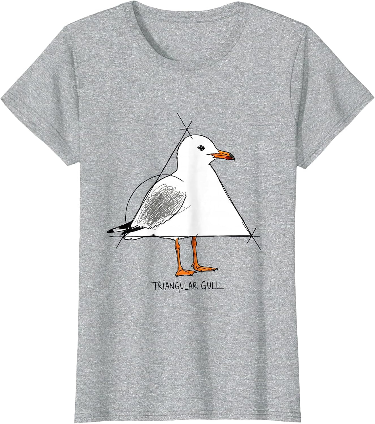 Women's Triangular Gull Funny Bird Pun Math Teacher Geometry Humor T-Shirt - Heather Grey