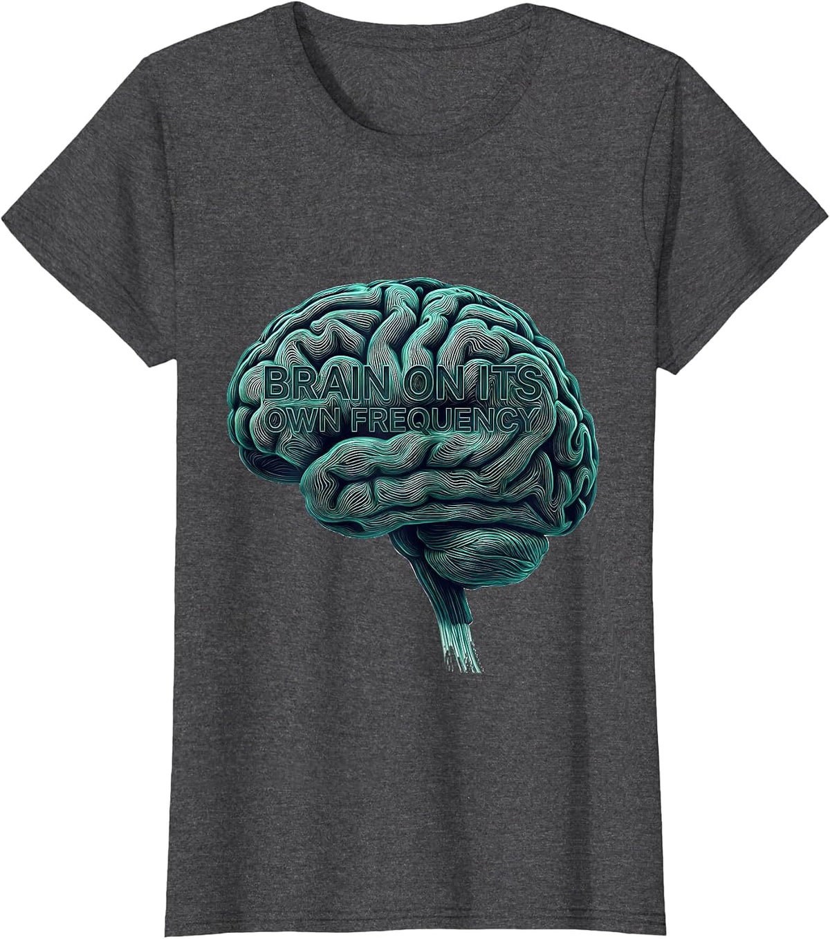 Women's Brain On Its Own Frequency Neurodiversity Design T-Shirt - Dark Heather Grey
